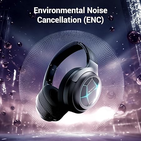 ZEBRONICS Envy 2, Wireless Over Ear Headphone, ENC, Upto 65* Hours Playback, Gaming Mode, Dual Pairing, Bluetooth v5.3, AUX, Call Function, Voice Assistant, Foldable Design, Detachable Mic (Black) - Image 2